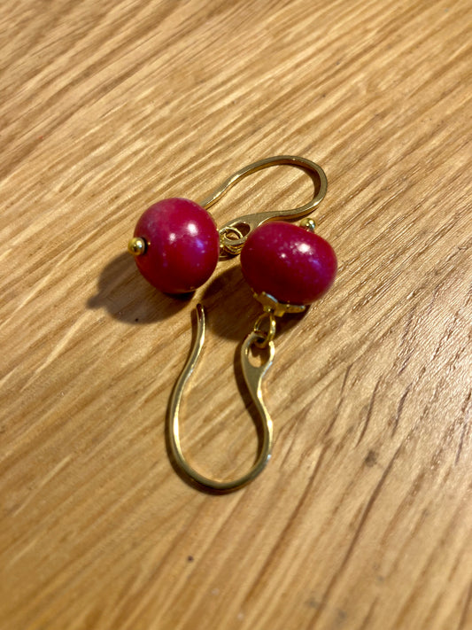Boucles d'oreilles pendantes rouge cerise