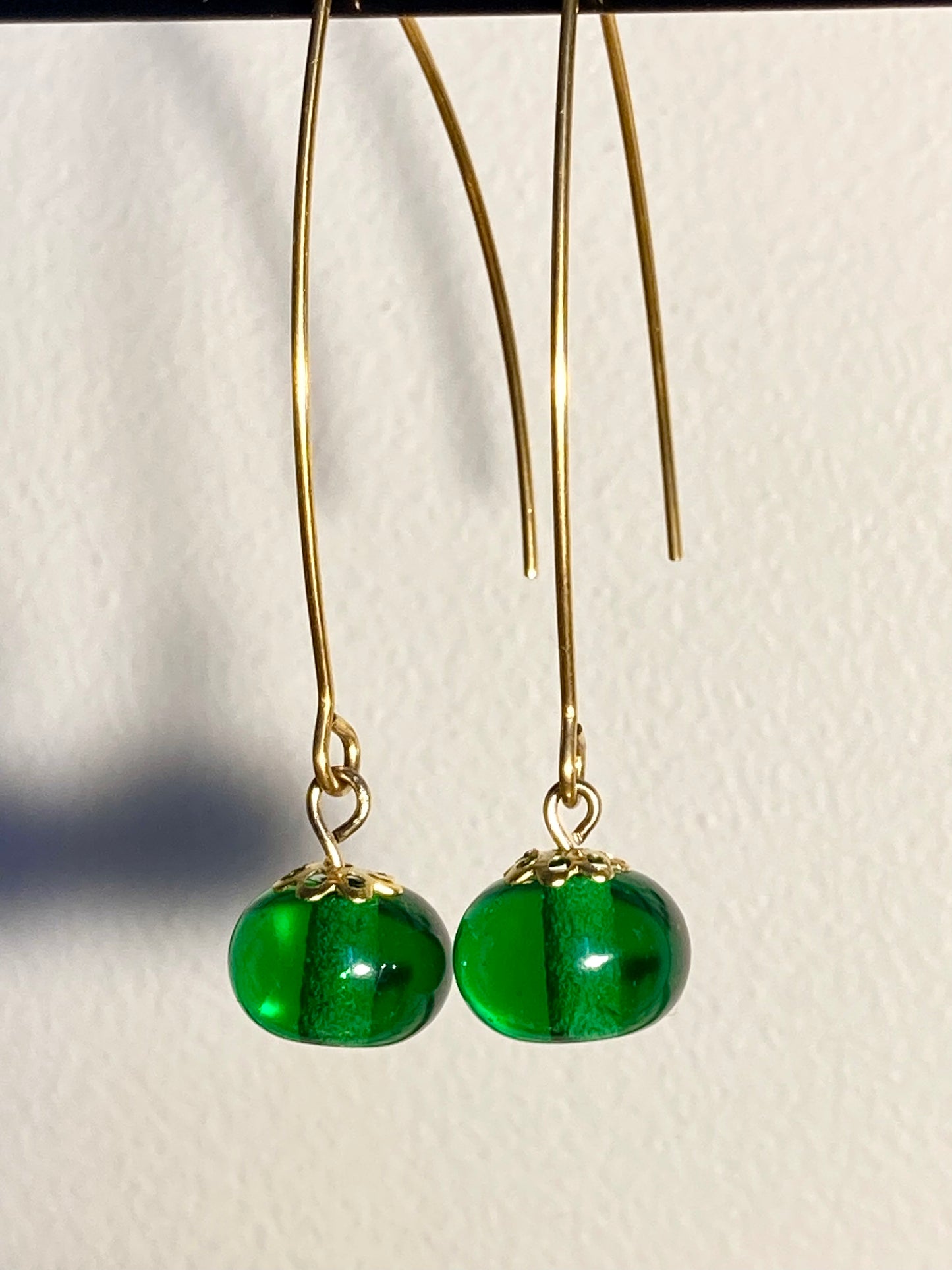 Boucles d'oreilles pendantes longues vert sapin