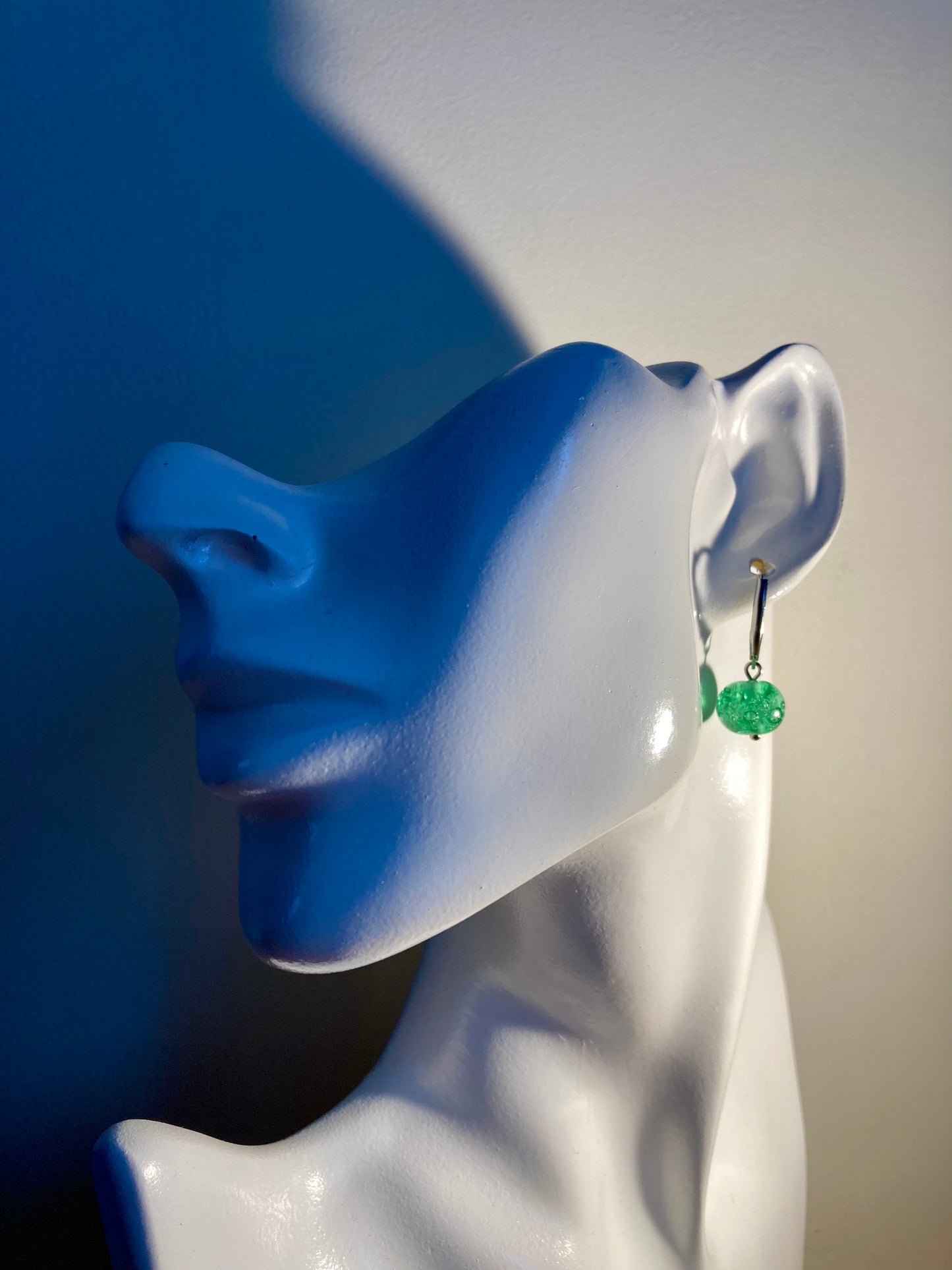 Boucles d'oreilles pendantes vert d'eau