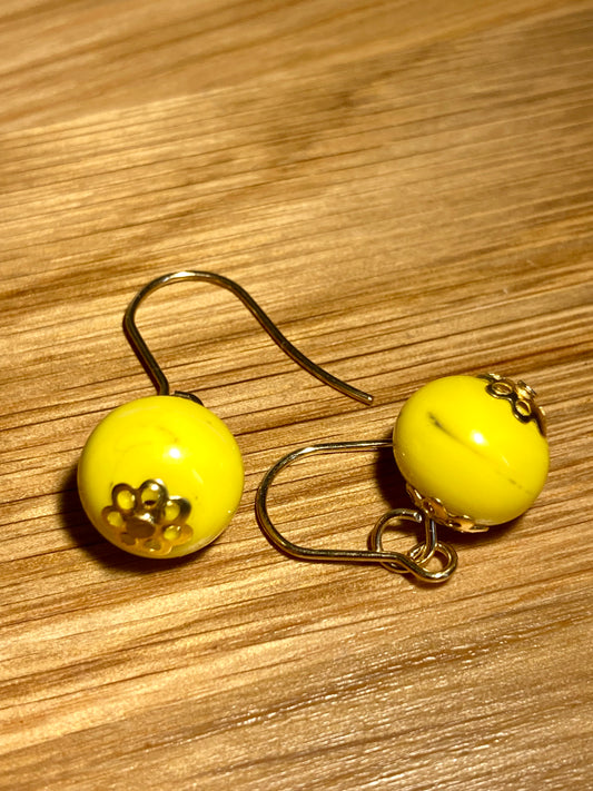 Boucles d'oreilles jaune canari en verre de murano