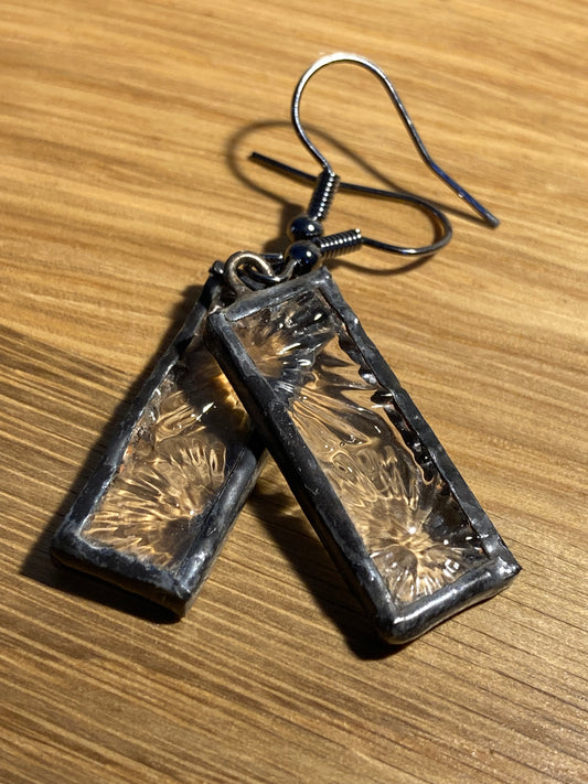 Boucles d'oreilles rectangulaires en verre texturé