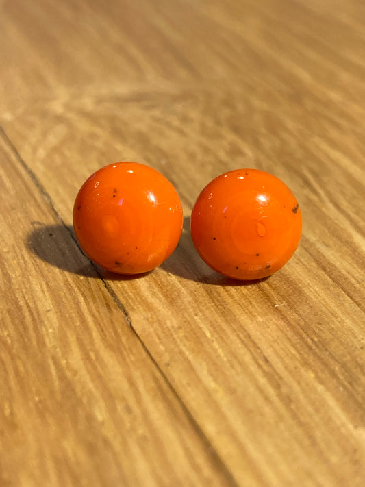 Puces opaques orange foncé  en verre sur tige inox