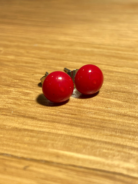 Puces rouge cerise sur tige inox