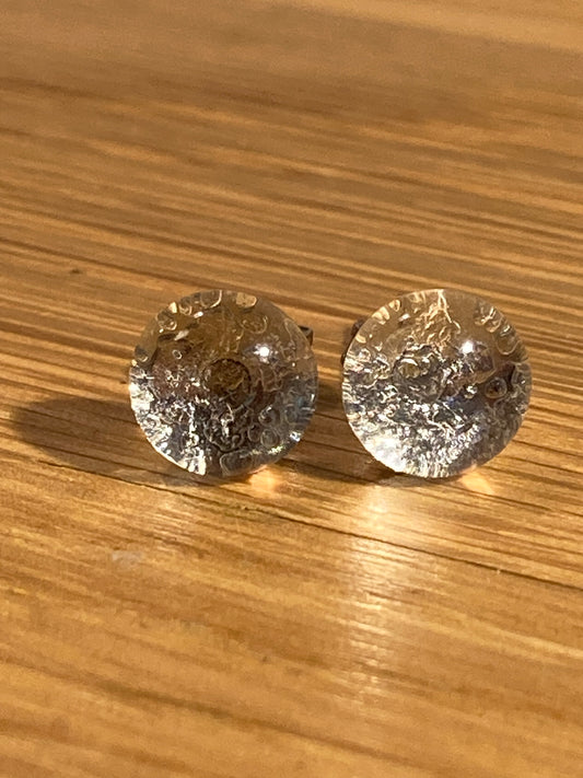 Puces argentées en verre sur tige inox