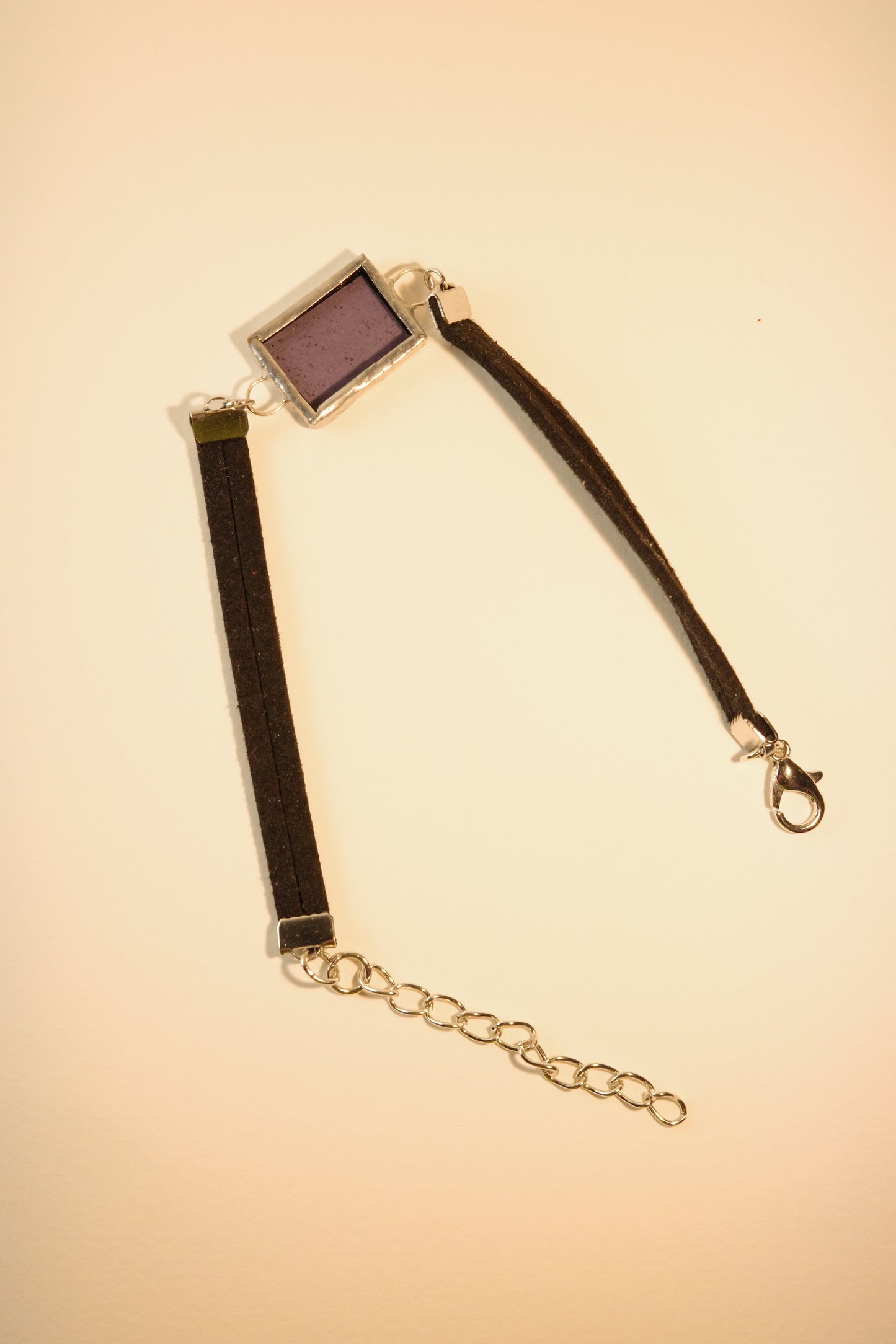 Bracelet mauve en vitrail rectangulaire