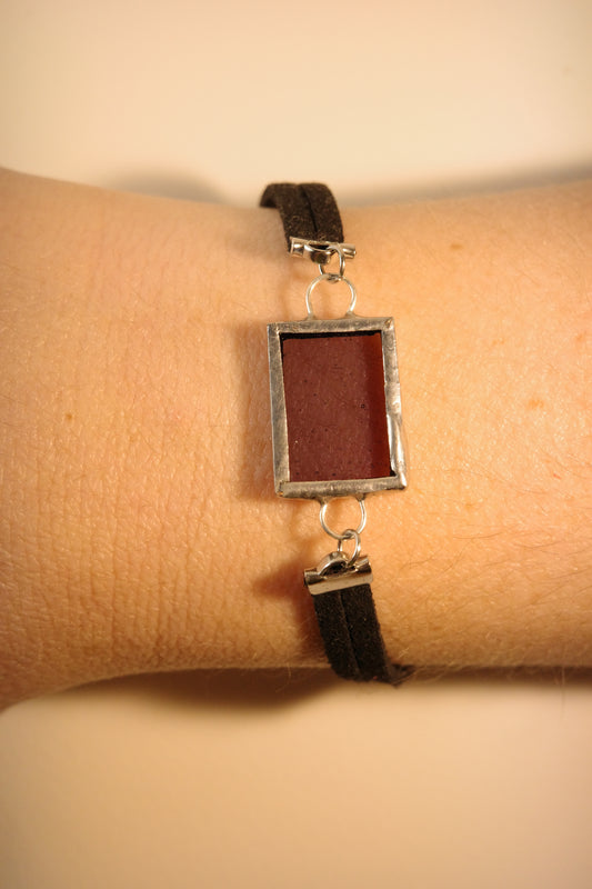 Bracelet mauve en vitrail rectangulaire