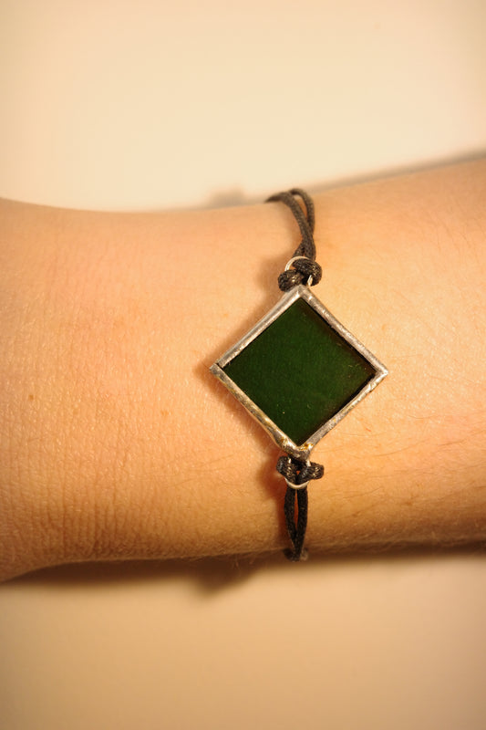 Bracelet vert foncé en vitrail